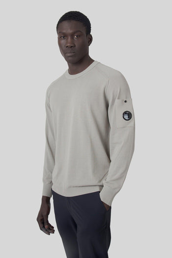 Maglia Cotton Crepe Crewneck Lens Tortora Uomo - 5
