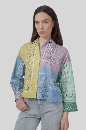 Max Mara Camicia In Popeline Bandana Patch Lampone Multicolore Donna - 7