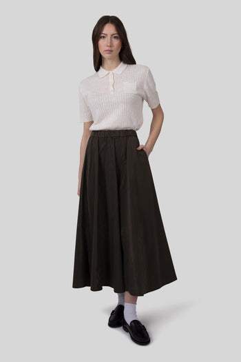 Gonna Midi Con Pieghe Mia Verde Militare Donna - 3