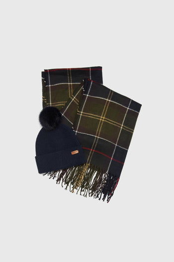 Dover Beanie Tartan & Sciarpa In Lana Blu Donna - 4