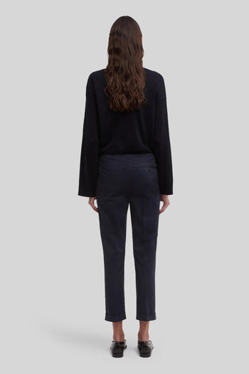 Pantalone In Twill Di Cotone Stretch Blu Navy Donna - 3
