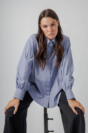 Camicia Chambray Blu Medio Donna - 2