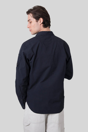 Overshirt In Gabardina Organic Blu Scuro Uomo - 5