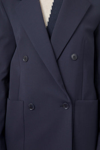 Max Mara Blazer Doppiopetto In Lana Tecnica Veloce Blu Donna - 4