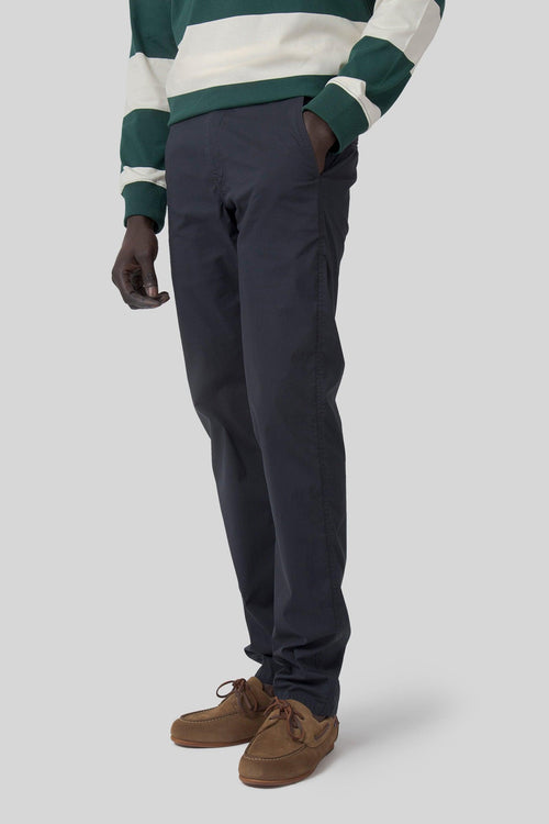 Pantalone Chino In Popeline Comfort Blu Navy Uomo