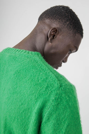 Maglia Girocollo In Lana Shetland Verde Smeraldo Uomo - 2