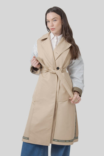 Max Mara Trench Reversibile In Gabardina Antigoccia Canasta Beige Donna - 6
