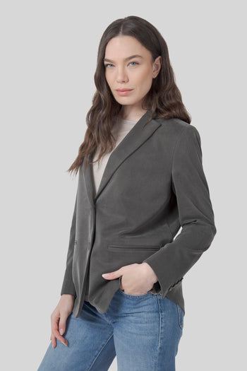 Blazer Cupro Boyfriend Wom Verde Scuro Donna - 5