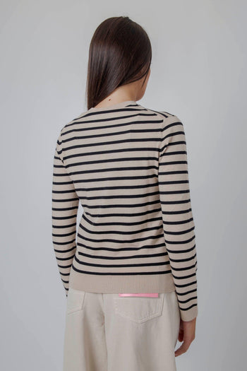 Max Mara Maglia Girocollo Riga Beige/nero Donna - 3