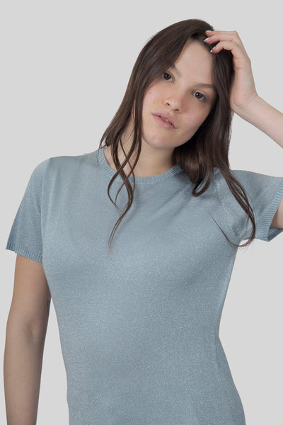 Maglia Maria Glitter Verde Acqua Donna