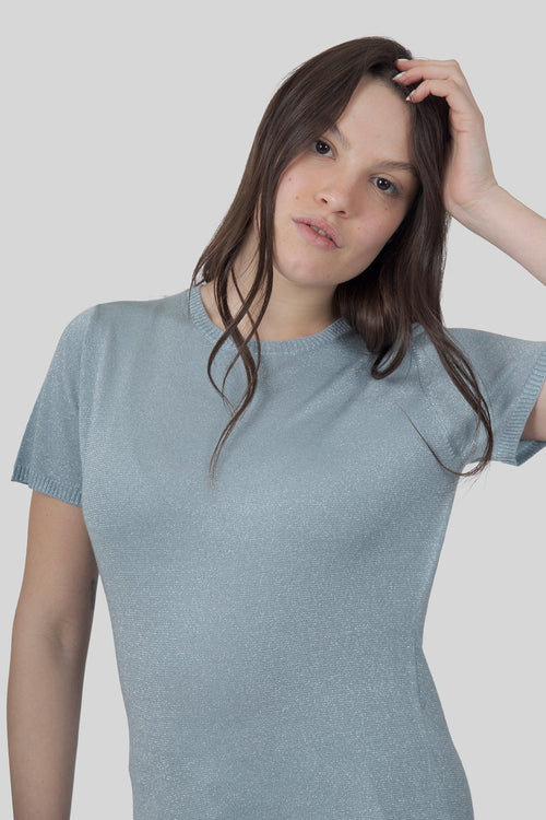 Maglia Maria Glitter Verde Acqua Donna