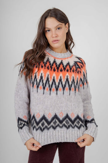 Maglia Girocollo Jacquard Rosa Donna - 2