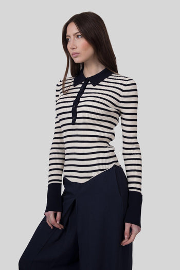 Polo Aida Beige/blu Donna - 6
