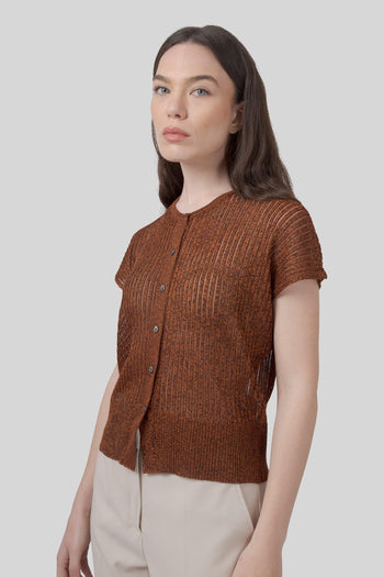 Maglia Costa Lurex Ruggine Donna - 3