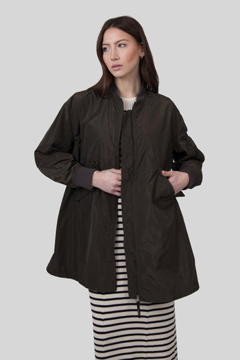 Giubbotto Bombo In Poliestere Tecnico Verde Militare Donna - 3