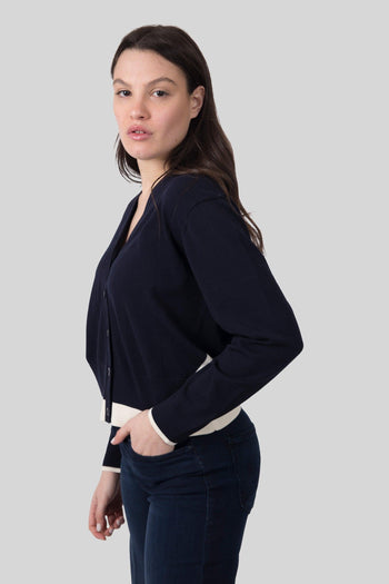 Cardigan Amanda Beige/blu Donna - 3