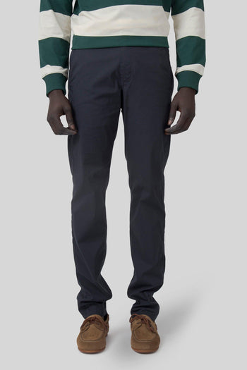 Pantalone Chino In Popeline Comfort Blu Navy Uomo - 3