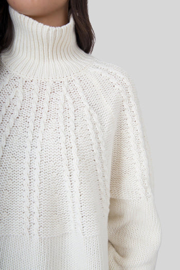 Maglia Fairisle Turtleneck Panna Donna - 4