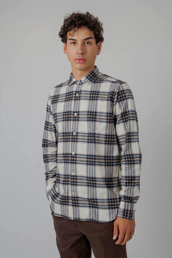 Tintoria Mattei Camicia Check Panna/blu Uomo - 2