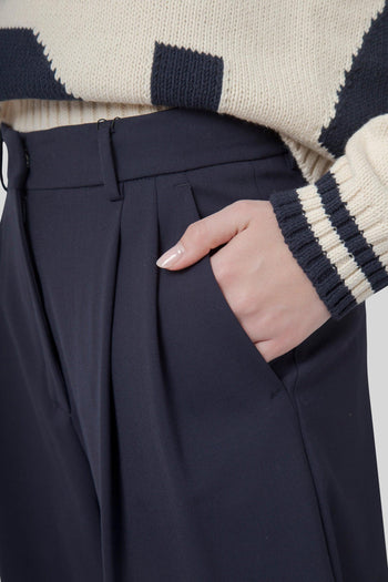 Max Mara Pantalone In Mista Lana Asta Blu Donna - 2