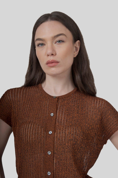Maglia Costa Lurex Ruggine Donna