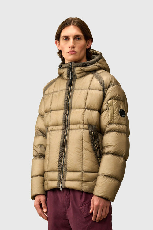 D.d. Shell Hooded Down Jacket Khaki Uomo