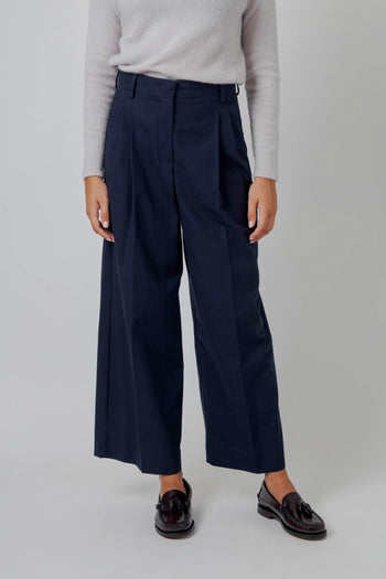 Max Mara Pantalone In Puro Cotone Vettura Blu Donna - 5