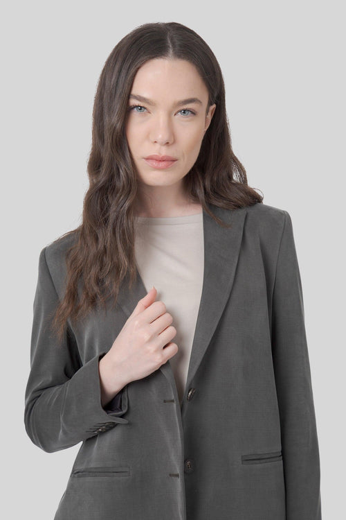 Blazer Cupro Boyfriend Wom Verde Scuro Donna