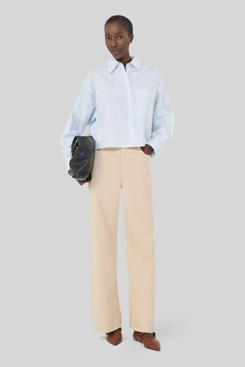 Max Mara Camicia Eden In Popeline Bianco/azzurro Donna - 5