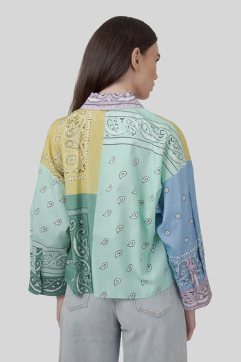 Max Mara Camicia In Popeline Bandana Patch Lampone Multicolore Donna - 5