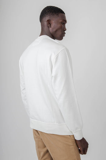 Felpa Crewneck Diadonal Brushed Emerized Bianco Uomo - 3