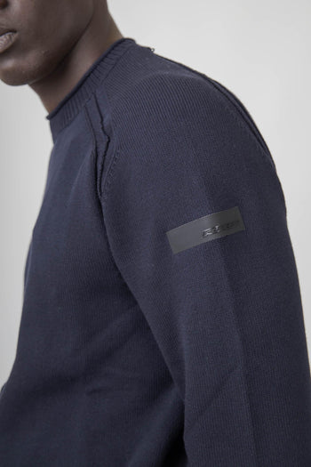 Maglia Cotton Plain Round Knit Blu Scuro Uomo - 6