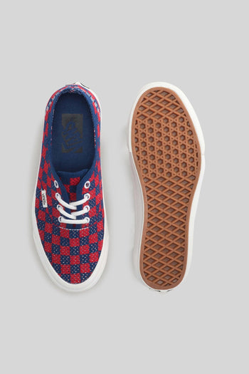 "off The Wall" Sneaker Premium Authentic Checkerboard Rosso/blu Donna - 5