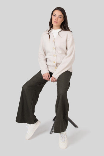 Cardigan In Lana Shetland Panna Donna - 2