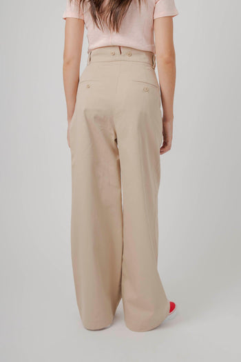 Max Mara Pantalone In Gabardina Di Cotone Alfeo Beige Donna - 6