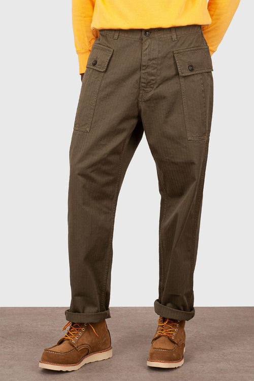 Pantalone Cargo Durango Woven Herringbone Verde Militare Uomo