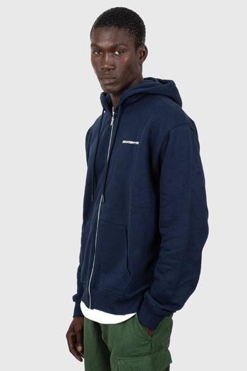 Felpa Zip Con Cappuccio Janis Blu Navy Uomo - 5