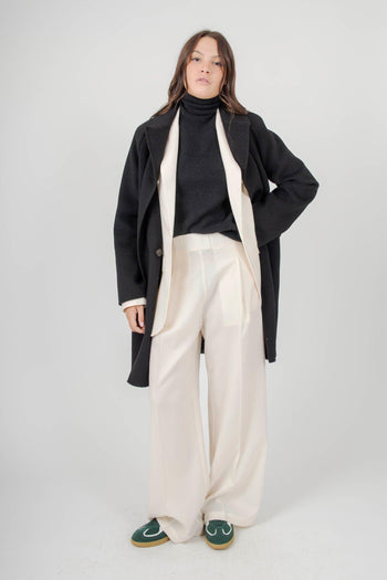 Max Mara Cappotto In Doppio Drap Di Lana Zolfo Nero Donna - 8