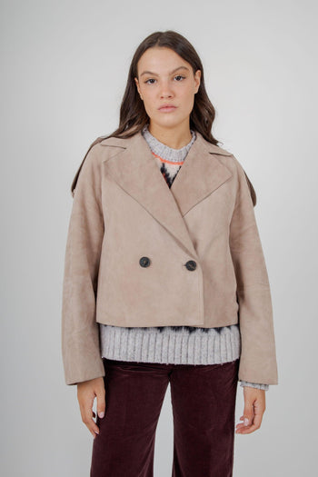 Max Mara Trench Corto In Suede Beige Donna - 3