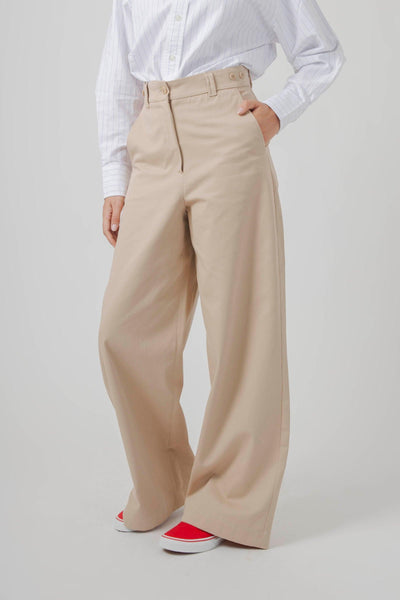 Max Mara Pantalone In Gabardina Di Cotone Alfeo Beige Donna