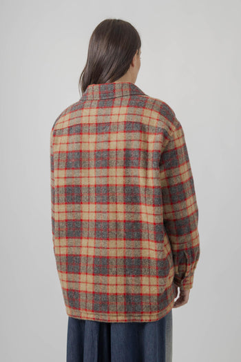 Camicia Check In Lana Shetland Rosso Donna - 4