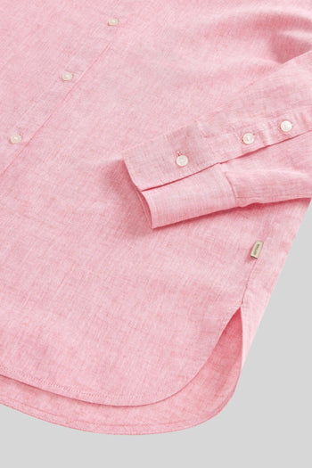 Camicia Boyfriend In Misto Cotone E Lino Rosa Donna - 5
