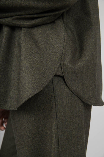 Camicia In Flanella Misto Lana Verde Militare Donna - 5