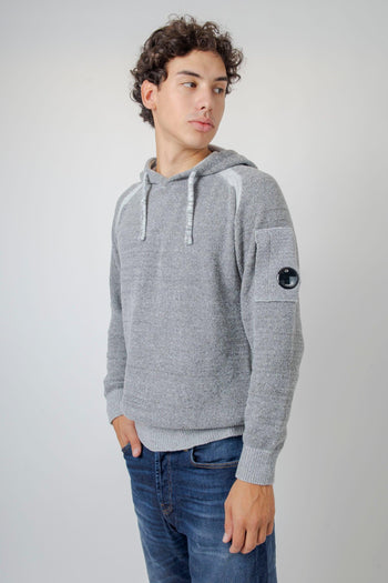 Maglia Hooded In Fleece Knit Grigio Uomo - 4