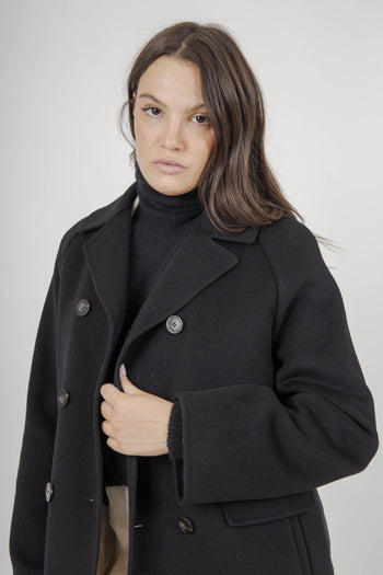 Max Mara Cappotto In Doppio Drap Di Lana Zolfo Nero Donna - 3