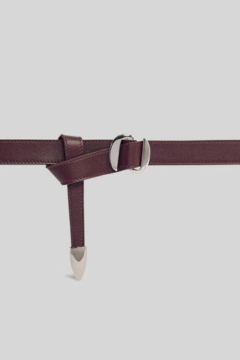 Cintura Punta Lunga In Pelle Nappa Bordeaux Donna - 2