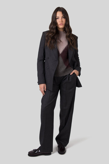 Pantalone Lana Check Antracite Donna - 3