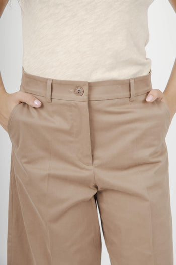 Max Mara Pantalone Crop In Raso Di Cotone Urial Beige Donna - 3