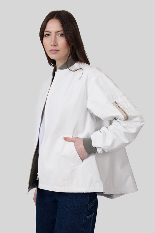 Bomber Over Train Bianco/verde Donna