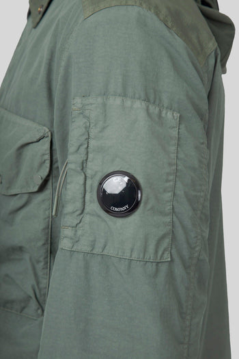 Overshirt Flatt Nylon Mixed Goggle Verde Uomo - 7